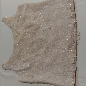 VintagevRoaring 20s Fringe Wool Beaded Cream Top - M
